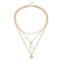 Lebensbaum & Crescent Moon Multi-Layer Necklace – Selestina