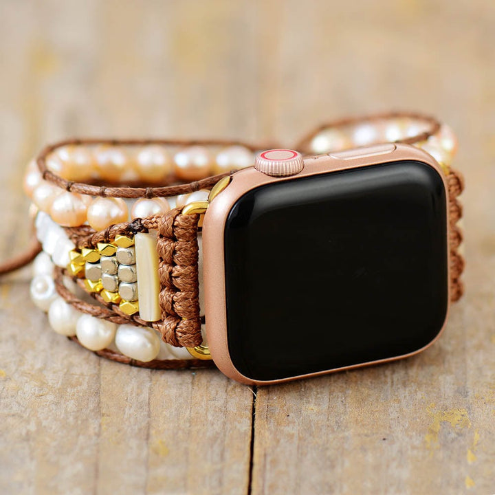 Apple Watch Wrap Bracelet with Freshwater Pearls - Elvianne