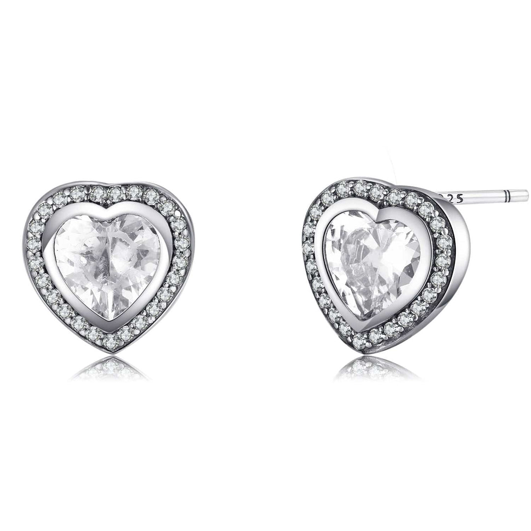 Pendientes de circonia en forma de corazón plateados - Celestia