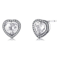 Pendientes de circonia en forma de corazón plateados - Celestia