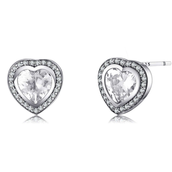 Pendientes de circonia en forma de corazón plateados - Celestia