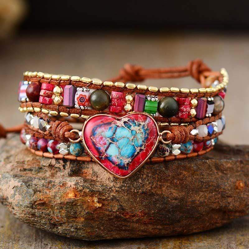 Living Heart Jasper Wrap Bracelet – Elyra
