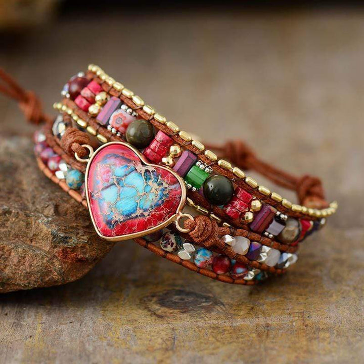 Living Heart Jasper Wrap Bracelet – Elyra
