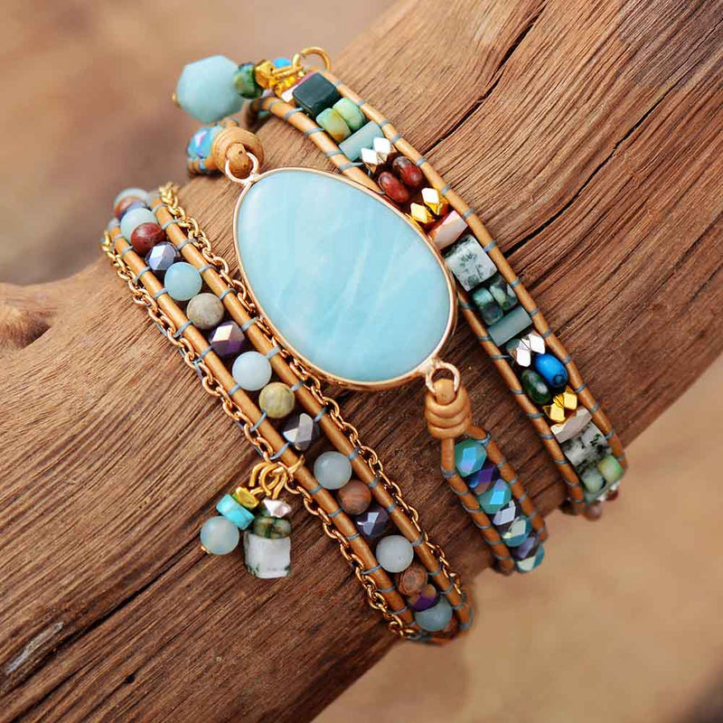 Amazonit Sea Blue Wrap Bracelet – Marina