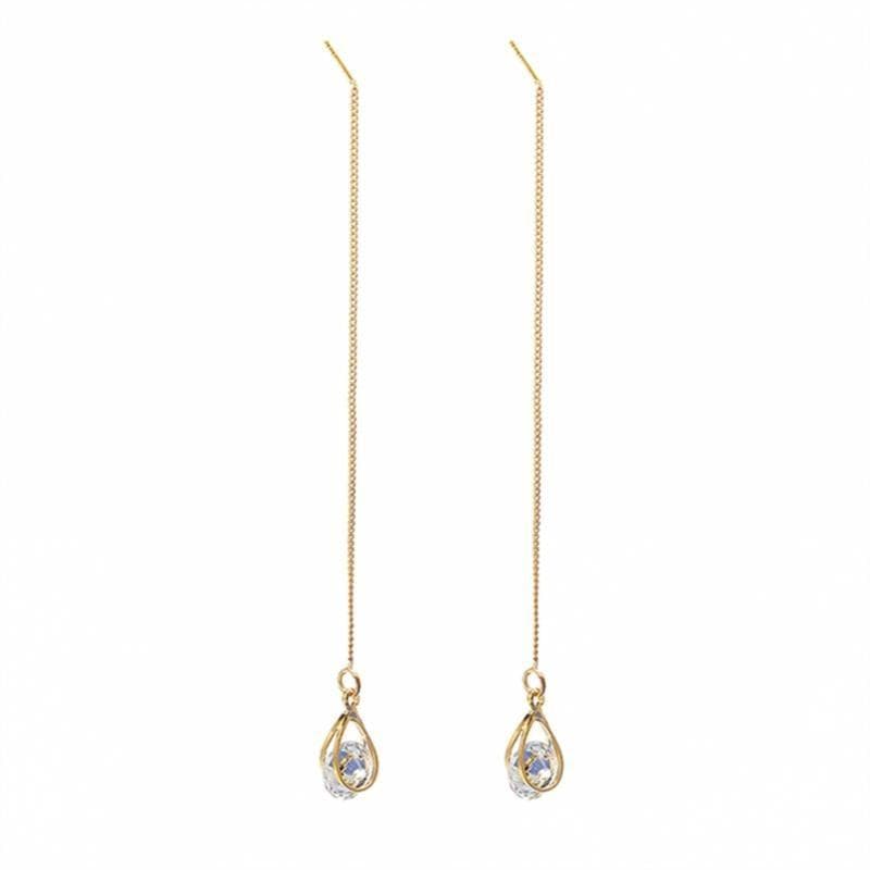 Lange dråbe-strass-øreringe – Isalyn