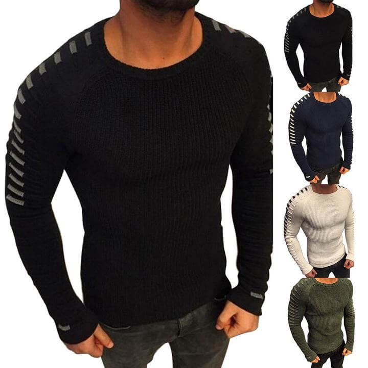 Men's knitted sweater with stripe details – Lukas autumn edition