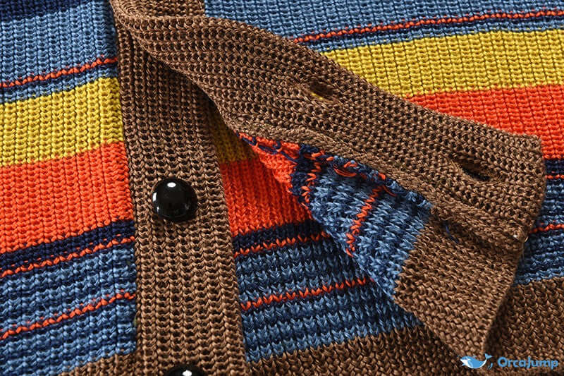 Men's Knit Cardigan with Colourblock and Geometric Pattern – Leandro