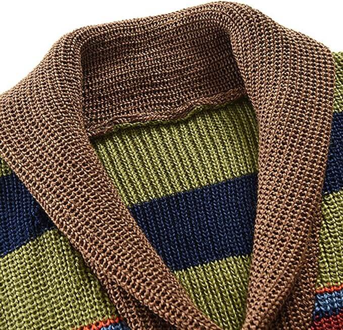 Men's Knit Cardigan with Colourblock and Geometric Pattern – Leandro