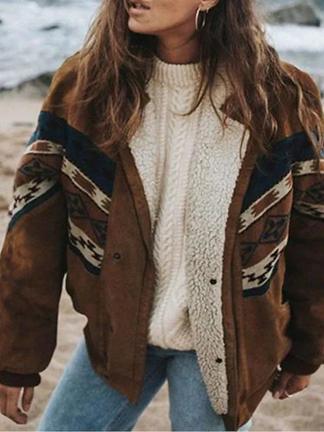Warme Retro-Plüsch-Winterjacke – Daisy