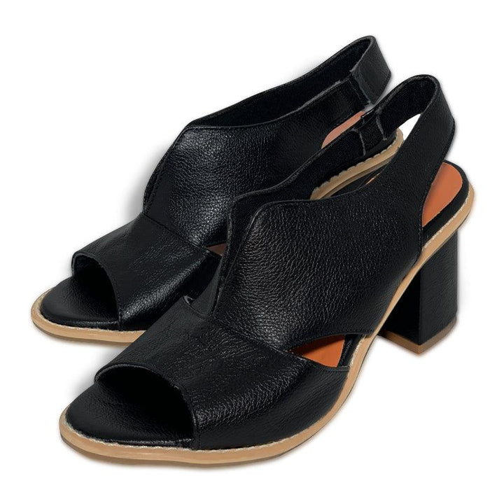 Sandalias de cuero para mujer con tacón y plantilla cómoda – Selina