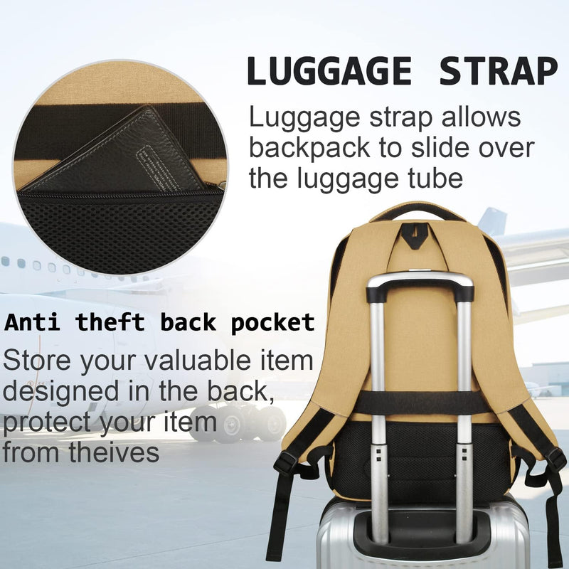 Slim anti-theft laptop backpack with USB charging port