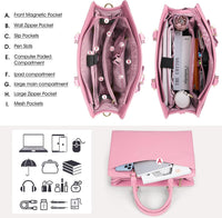 Waterproof PU Leather Laptop Bag with Multifunctional Design for Women