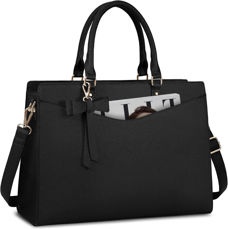 Waterproof PU Leather Laptop Bag with Multifunctional Design for Women