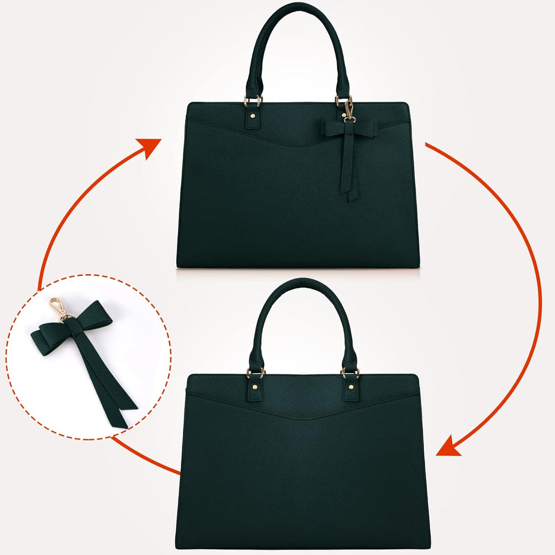 Waterproof PU Leather Laptop Bag with Multifunctional Design for Women