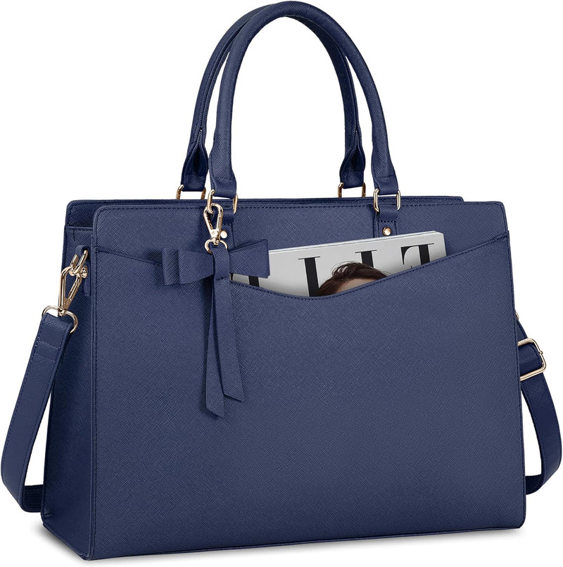 Waterproof PU Leather Laptop Bag with Multifunctional Design for Women