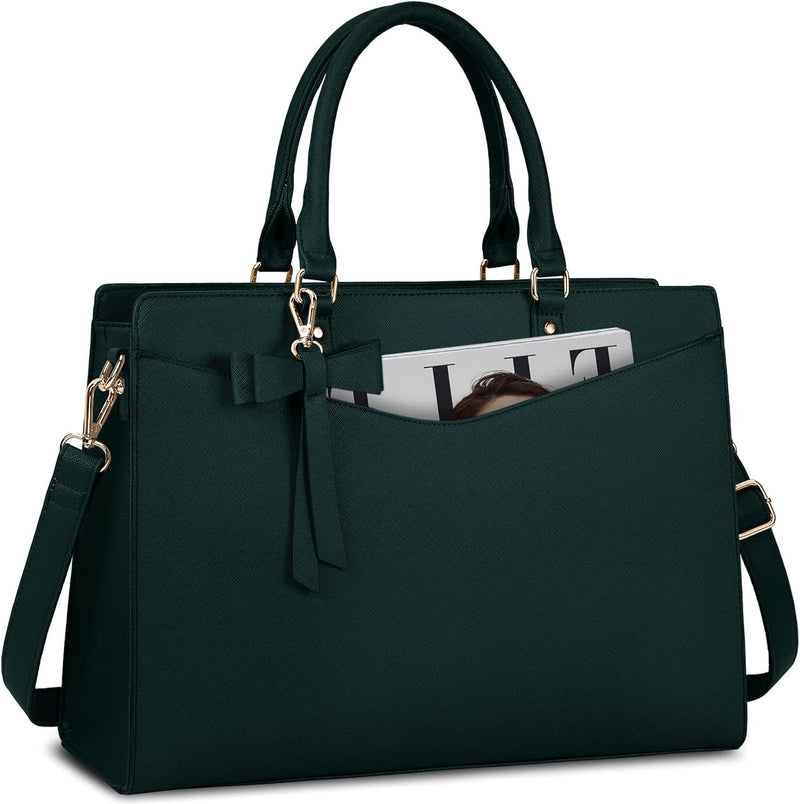 Waterproof PU Leather Laptop Bag with Multifunctional Design for Women
