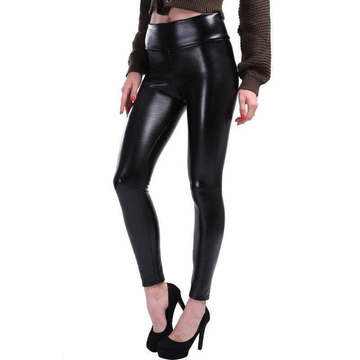 Black Faux Leather Leggings - Aurora