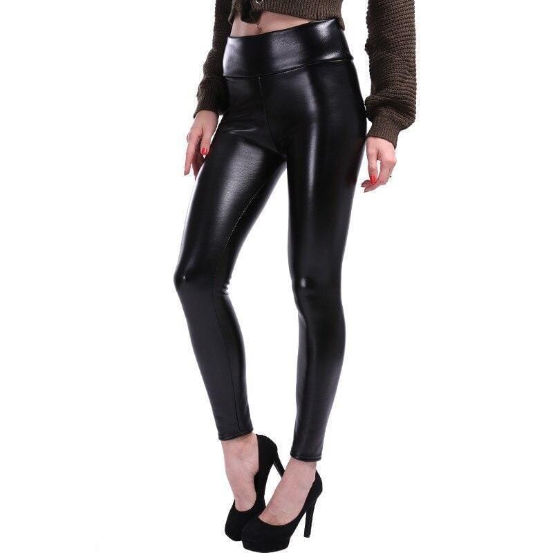 Black Faux Leather Leggings - Aurora