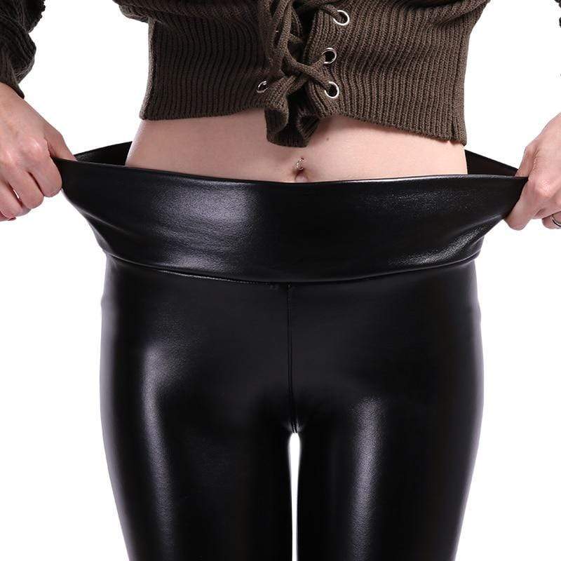 Black Faux Leather Leggings - Aurora
