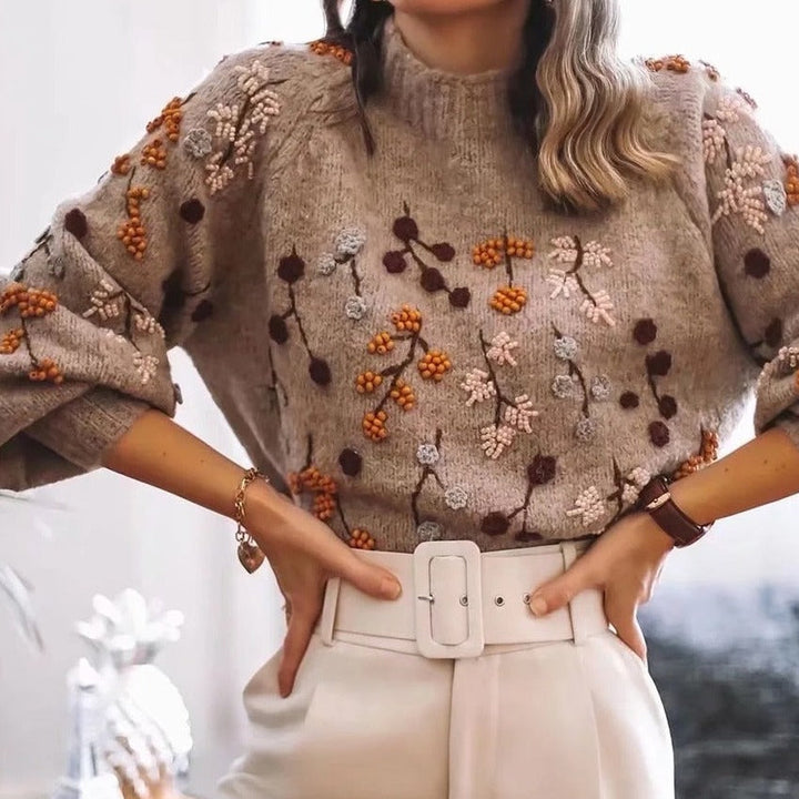 Knitted Sweater for Women with Autumn Motif – Noëlle