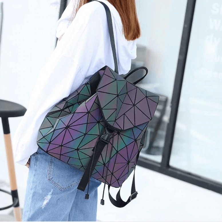 Reflective Color-Changing Geometric Backpack for Women