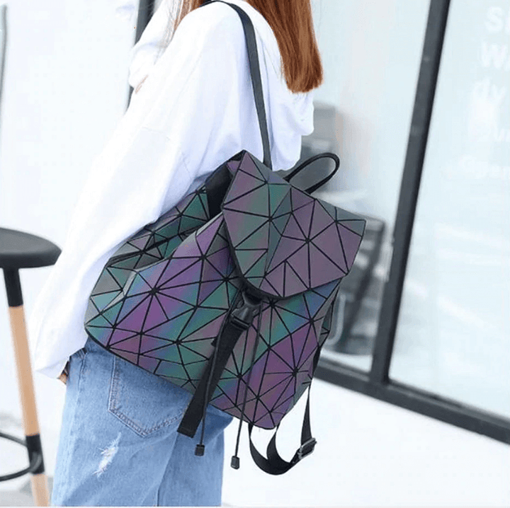 Reflective Color-Changing Geometric Backpack for Women