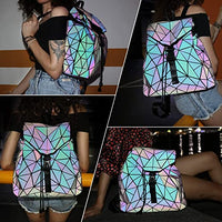 Reflective Color-Changing Geometric Backpack for Women