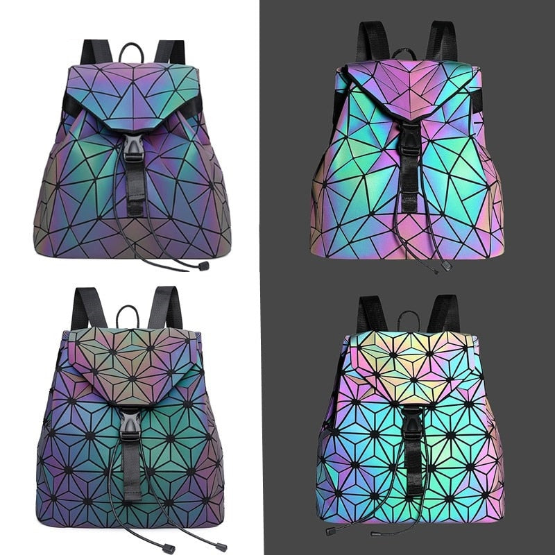 Reflective Color-Changing Geometric Backpack for Women