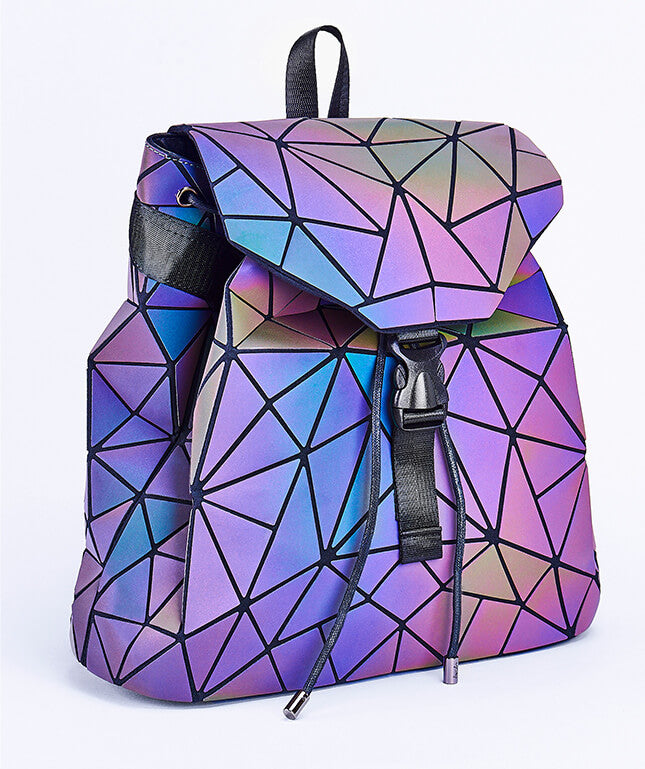 Reflective Color-Changing Geometric Backpack for Women