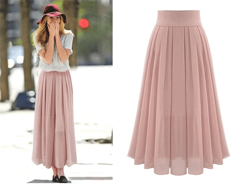 Trendy Pleated Maxi Skirt with High Waist – Mirella