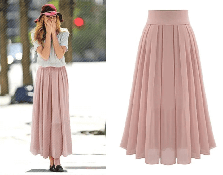 Trendy Pleated Maxi Skirt with High Waist – Mirella