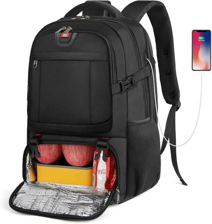 Mochila de viaje extra grande para almuerzo y portátil con puerto de carga USB