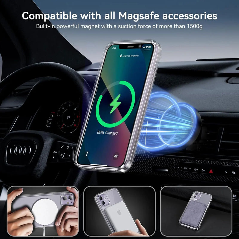 Magnetic Shockproof Case with Glass Protector – For iPhone X to 15 – Buy 1, Get 1 Free-For 15 Pro Max-State of Style