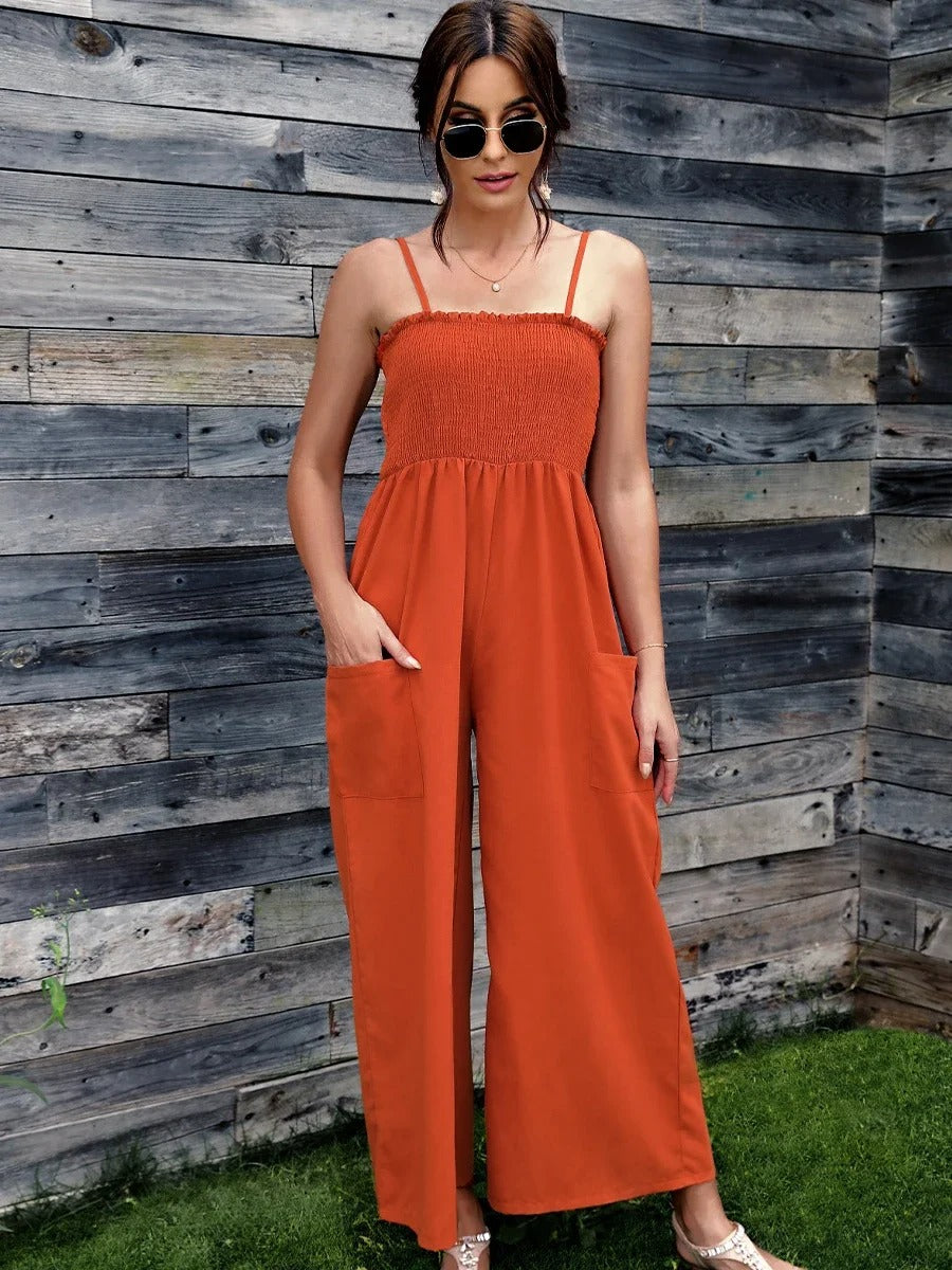 Sommerlig damejumpsuit med spaghetti-stropper i vintage-stil - RetroLuft