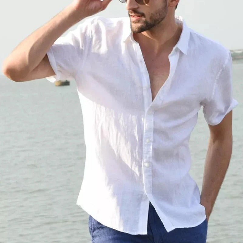 Linen men's shirt with short sleeves – Matteo