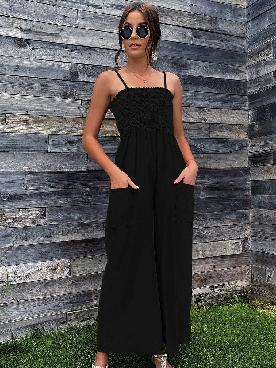 Sommerlig damejumpsuit med spaghetti-stropper i vintage-stil - RetroLuft
