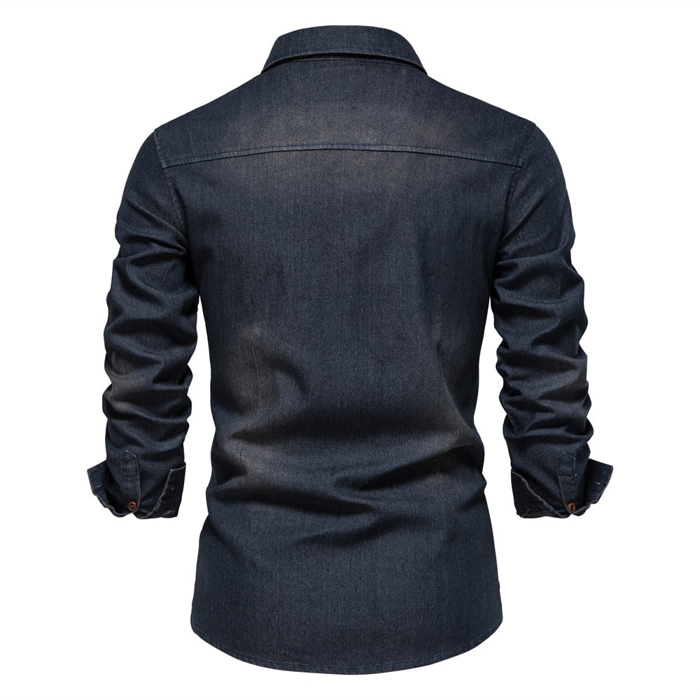 Elastic Cotton Denim Shirt - Logan