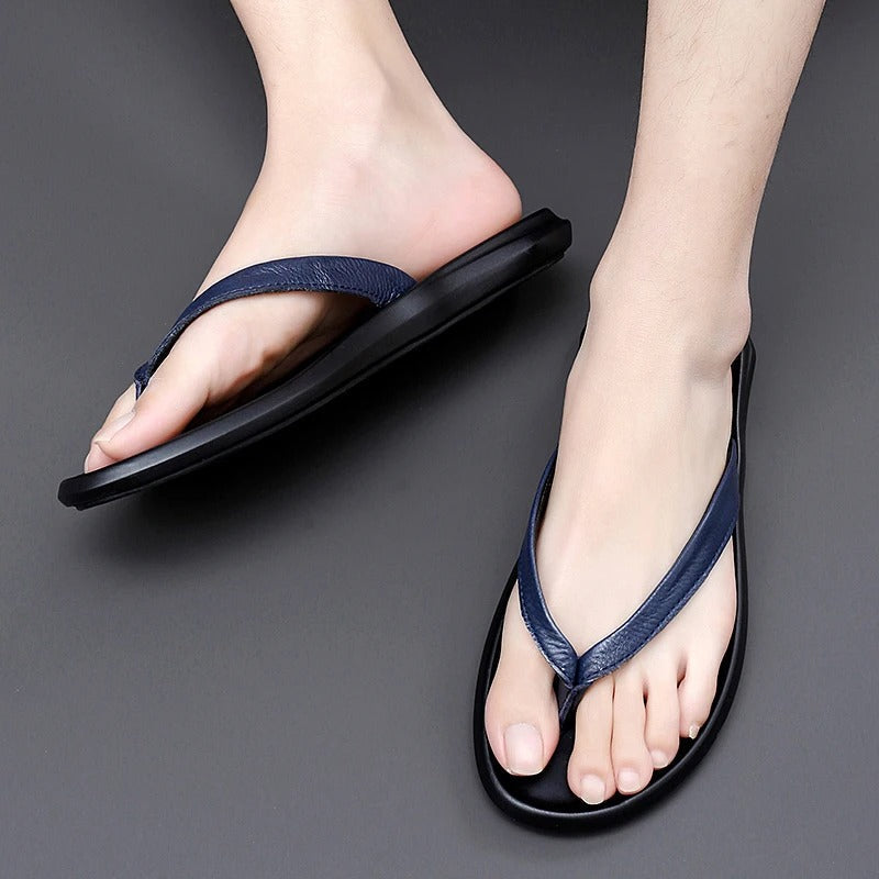 Skridsikre og stilfulde herre læderslippers til sommer – Dario