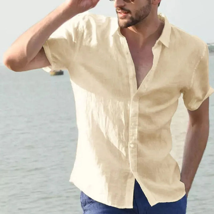 Linen men's shirt with short sleeves – Matteo