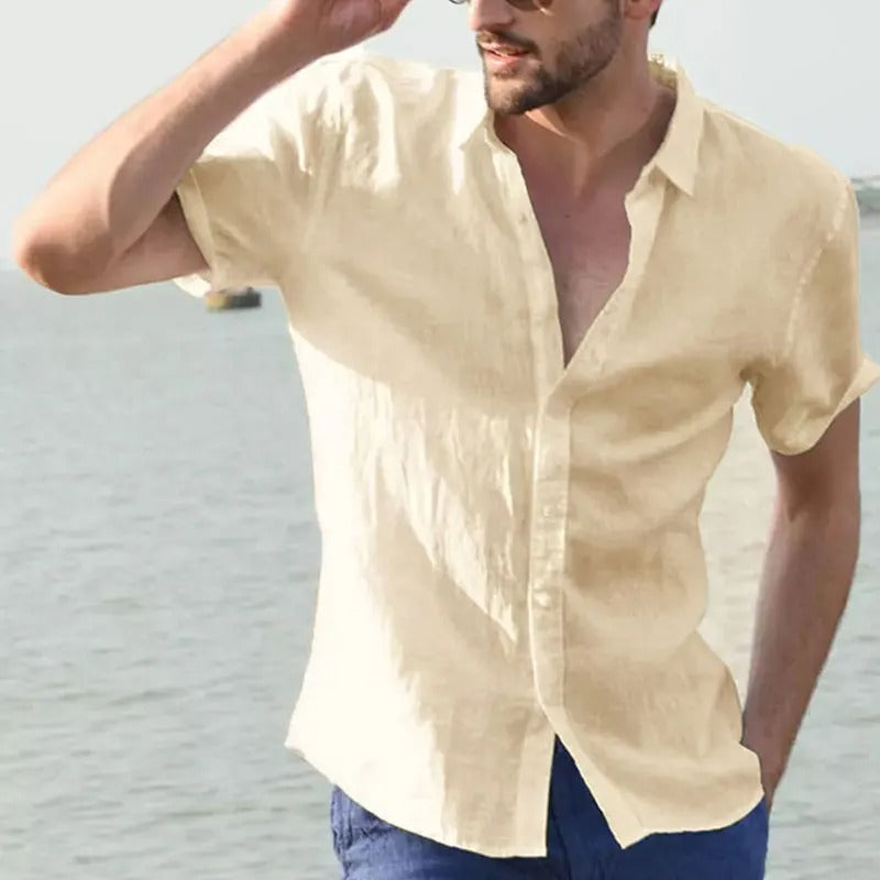Linen men's shirt with short sleeves – Matteo