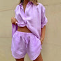 Zweiteiliges Damen Leinen-Set Mit Trendigem Schnitt und Muster – Malika
