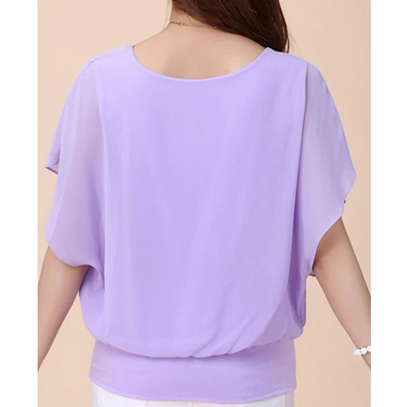 Blusa de gasa para mujer con mangas con volantes – Ariana