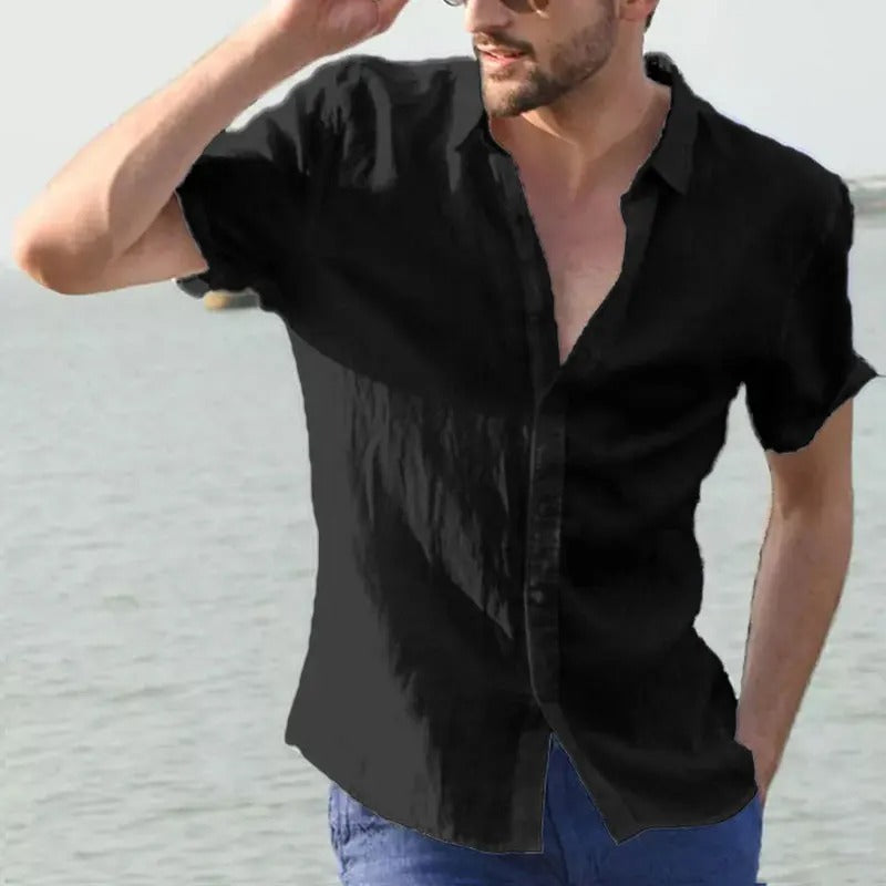 Linen men's shirt with short sleeves – Matteo
