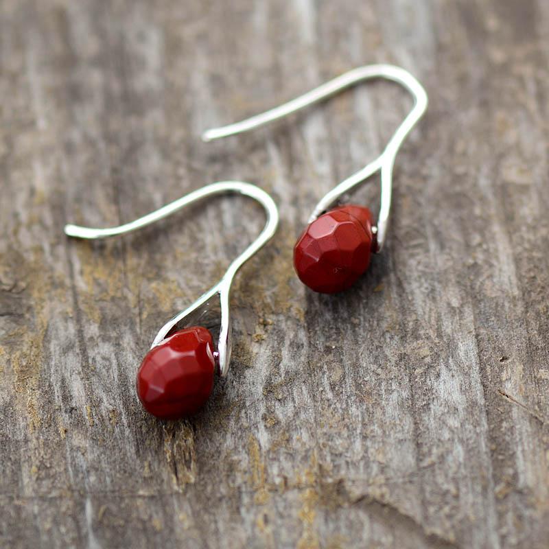 Pendientes de piedra preciosa gotas naturales – Serenella