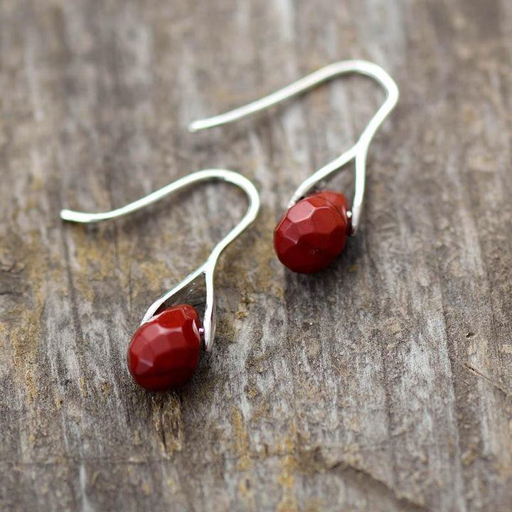 Pendientes de piedra preciosa gotas naturales – Serenella
