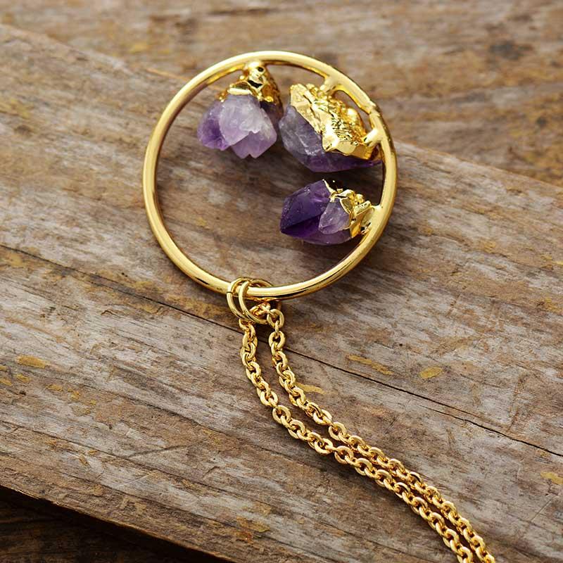 Collar de piedra en bruto de amatista minimalista - Evelyne