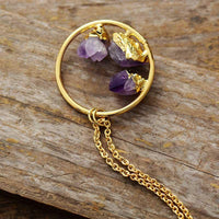 Collar de piedra en bruto de amatista minimalista - Evelyne