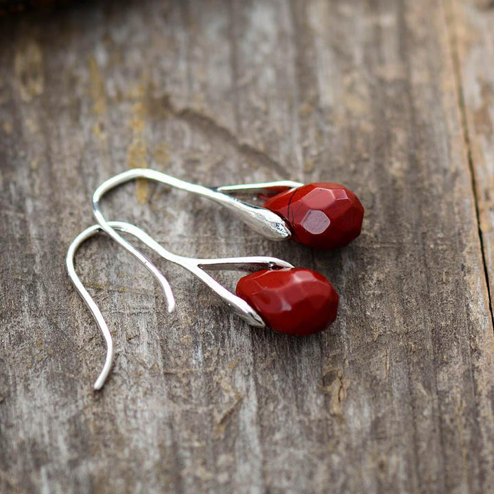 Pendientes de piedra preciosa gotas naturales – Serenella