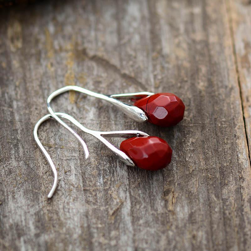 Pendientes de piedra preciosa gotas naturales – Serenella