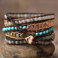 Pulsera enrollable de cinco hileras con brillo de labradorita – Lira